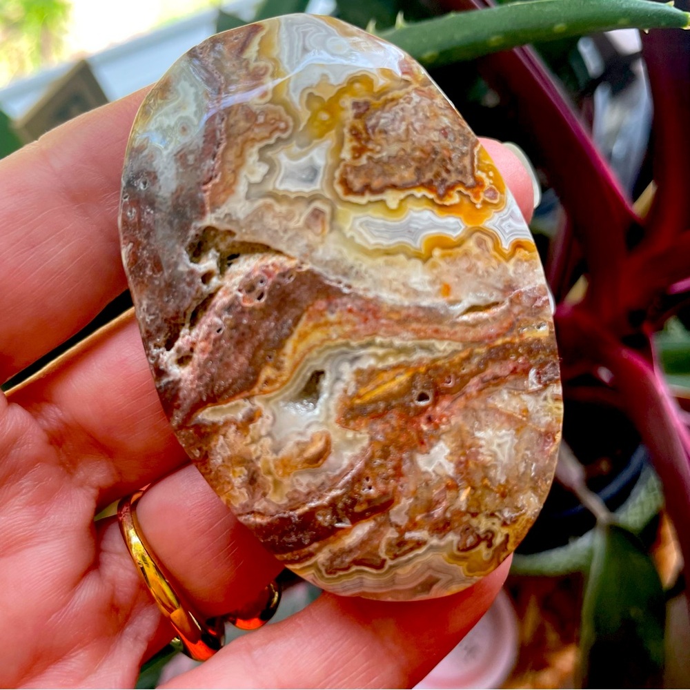 Mexican crazy lace agate Palm stone